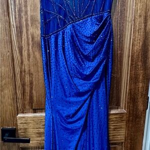 Dazzling Sapphire Gown with Beaded Detail